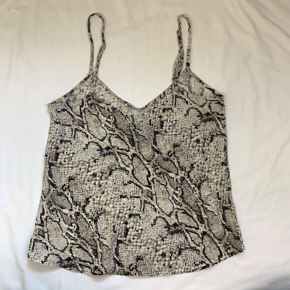 Reformation Rhodes Silk Snake Print Tank Top Cami XS White Black Python Boa - Picture 9 of 10